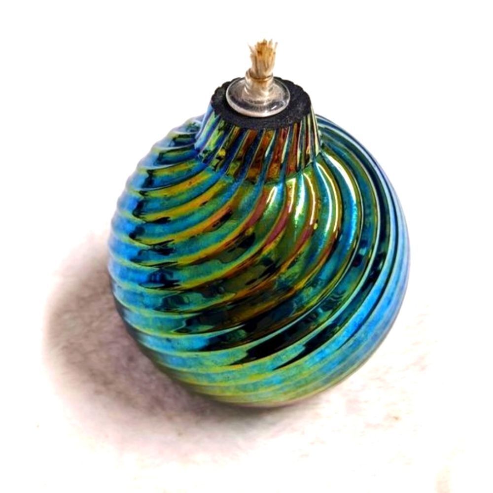 Vintage 1980's Artisan "Glass Eye Studio" Beautiful Iridescent Oil Fille…